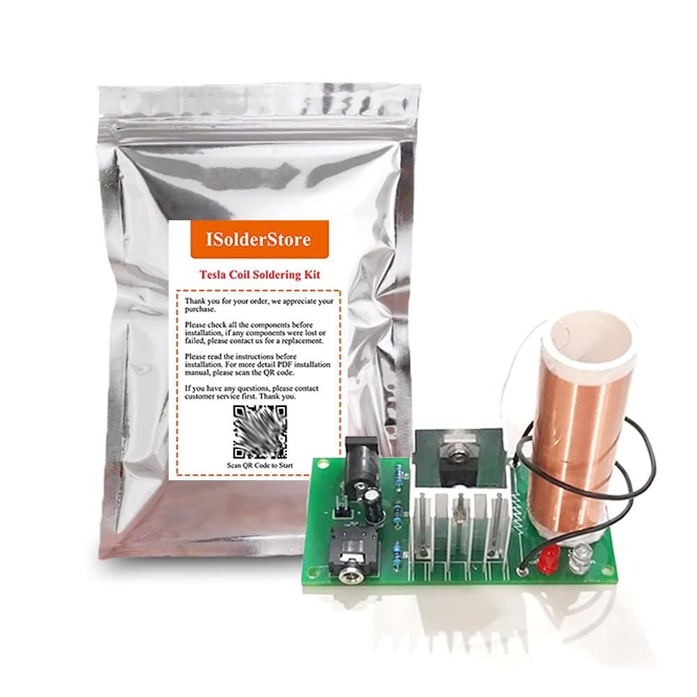 ISolderStore DIY Mini Tesla Coil Kit 15W Electronic DIY Kits Mini Music Tesla Coil Plasma Speaker Soldering Practice Kit DIY Soldering Project for Teens Kids Adults Thanksgiving Xmas Gift ISolderStore
