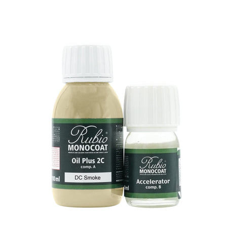 Rubio Monocoat Wood Stain & Finish 65 ft² - DC Smoke | Oil Plus 2C | Quick-Dry, Eco-Friendly Linseed Wood Oil for Indoor Use, Includes Accelerator (Part B) | Protector | 130 ml Rubio Monocoat