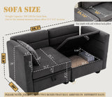 asunflower Loveseat with Storage Seats Modular Sectional Small Couch for Small Spaces with Reclining Arms and Backs 2 Seater Couch Mini Sofa Love Seat for Bedroom,Dorm Room, Living Room(Grey) asunflower