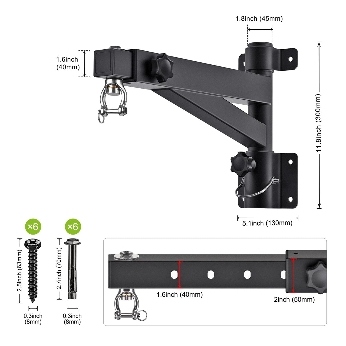 Kipika Heavy Bag Hanger Wall Mount Punching, Rotatable Heavy Duty Boxing Bag Bracket for Home Gym Indoor, Adjustable Length for Kickboxing Bag, Muay Thai Bag,Speed Bag Kipika