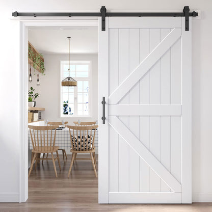 EaseLife 42in x 84in Sliding Barn Door with 7FT Barn Door Hardware Track Kit Included,Solid LVL Wood Slab Covered with Water-Proof & - WoodArtSupply