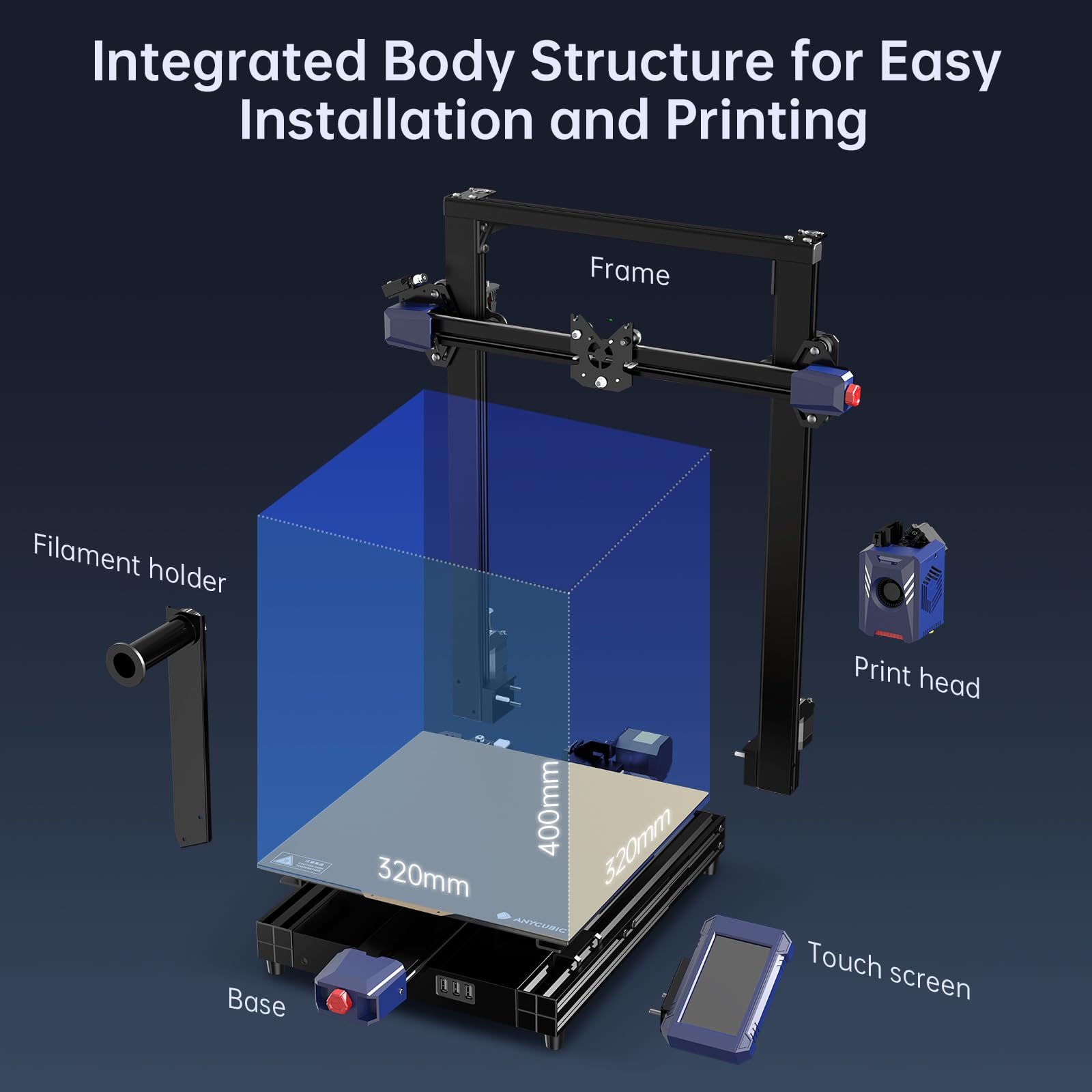 Anycubic 3D Printer Kobra 2 Plus, 500mm/s High-Speed Printing with Dual Z-Axis New Structure Anycubic APP Intelligent Control Large 3D Printer Upgraded Auto Leveling, Printing Size 320 * 320  - WoodArtSupply