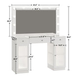 IFSEB Vanity Desk with Mirror and Lights, Glass Top Vanity with Lights & Power Outlet, Makeup Vanity Desk with Lights, White Vanity Table with 3 Color Lighting Modes, Dressing Table for Women, Girls IFSEB