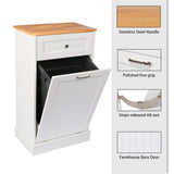 TOLEAD Tilt Out Trash Cabinet Free Standing 10 Gallon Recycling Trash Can Cabinet for Farmhouse Kitchen,Living Room, Dining Room, White TOLEAD