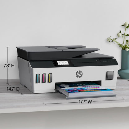 HP Smart -Tank Plus 651 Wireless All-in-One Ink -Tank Printer, up to 2 Years of Ink in Bottles, Auto Document Feeder, Mobile Print, Scan, Copy, Works with Alexa (7XV38A)