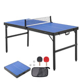 VEVOR Ping Pong Table, Mid-Size Table Tennis Game, Indoor MDF Table Tennis Table, Foldable Portable Complete Ping Pong Table Set with Net, 2 Paddles, 3 Balls, Carry Bag, Handle (No Assembly Required) VEVOR