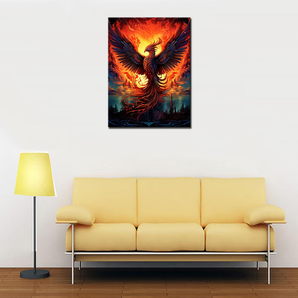 Fire Phoenix Diamond Painting DIY 5D, Numbering Kit, Animal/Wildlife Crystal Rhinestone Diamond Paintwork Mythical Creature Pictures Burning Mountain Artwork Home Decor Adults Gift(12''Wx 16''H) TUMOVO