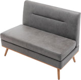 Aklaus Upholstered Small loveseat,Faux Leather Modern Mini Sofa Couch Love Seat Armless Settee Bench with Back for Living Room Bedroom Office Small Space Entryway Grey Aklaus