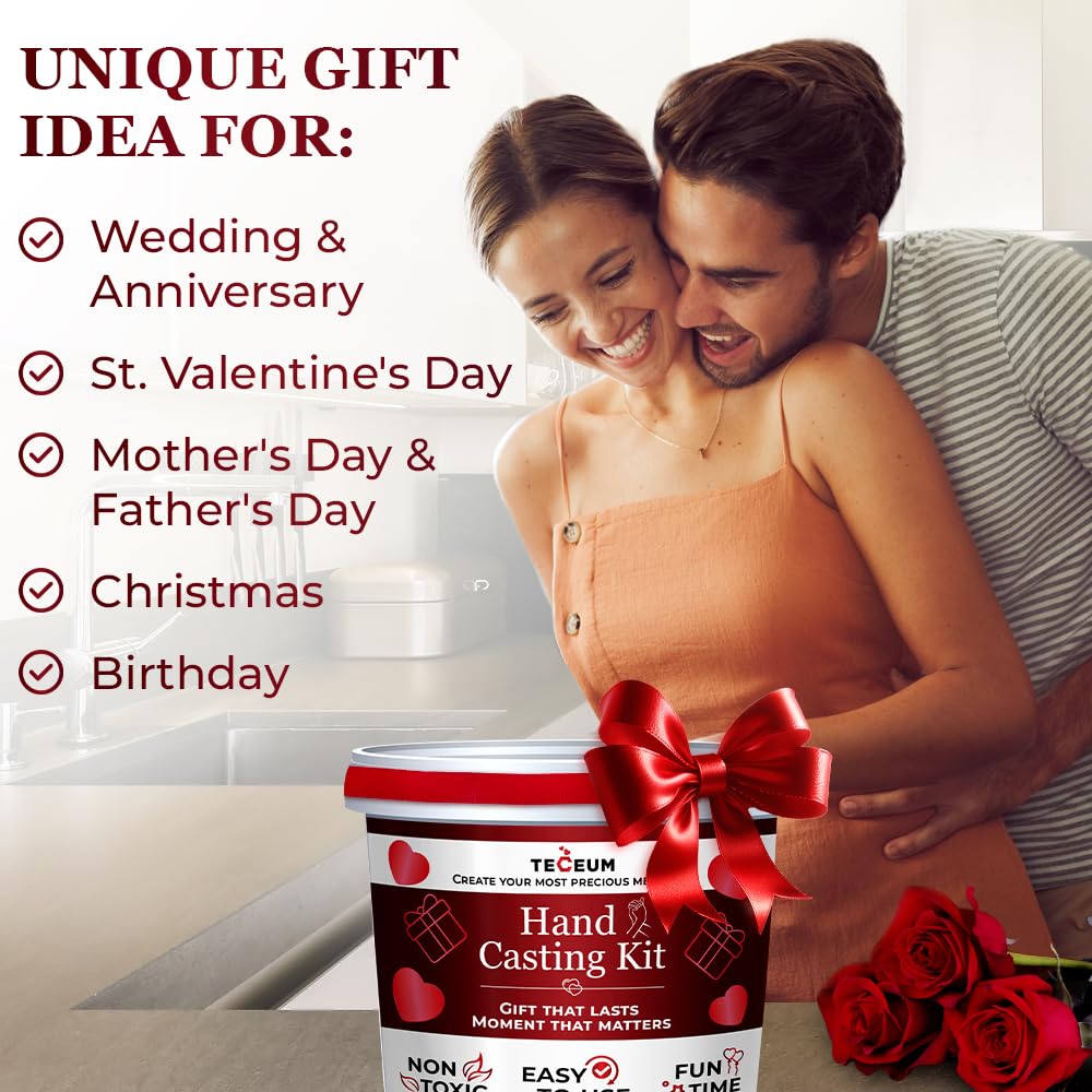 TECEUM Hand Casting Kit – Unique Gift for Babies & Adults – Ideal DIY Gift for Your Loved Ones, Couples, Family – For Wedding, Anniversary, Baby Shower, Mother’s Day, Christmas – Romantic Gifts – Kit1 TECEUM