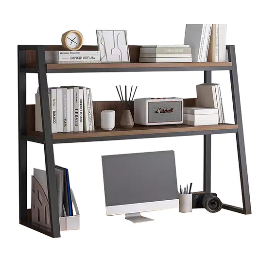 Desktop Bookshelf and 2-Tier Hutch Organizer for Efficient Workspace Storage - WoodArtSupply