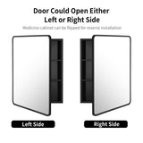 Movo Medicine Cabinet with Mirror, 20 Inch x 28 Inch Farmhouse Black Metal Framed Rectangle Bathroom Mirror Cabinet, Recess or Surface Mount Movo