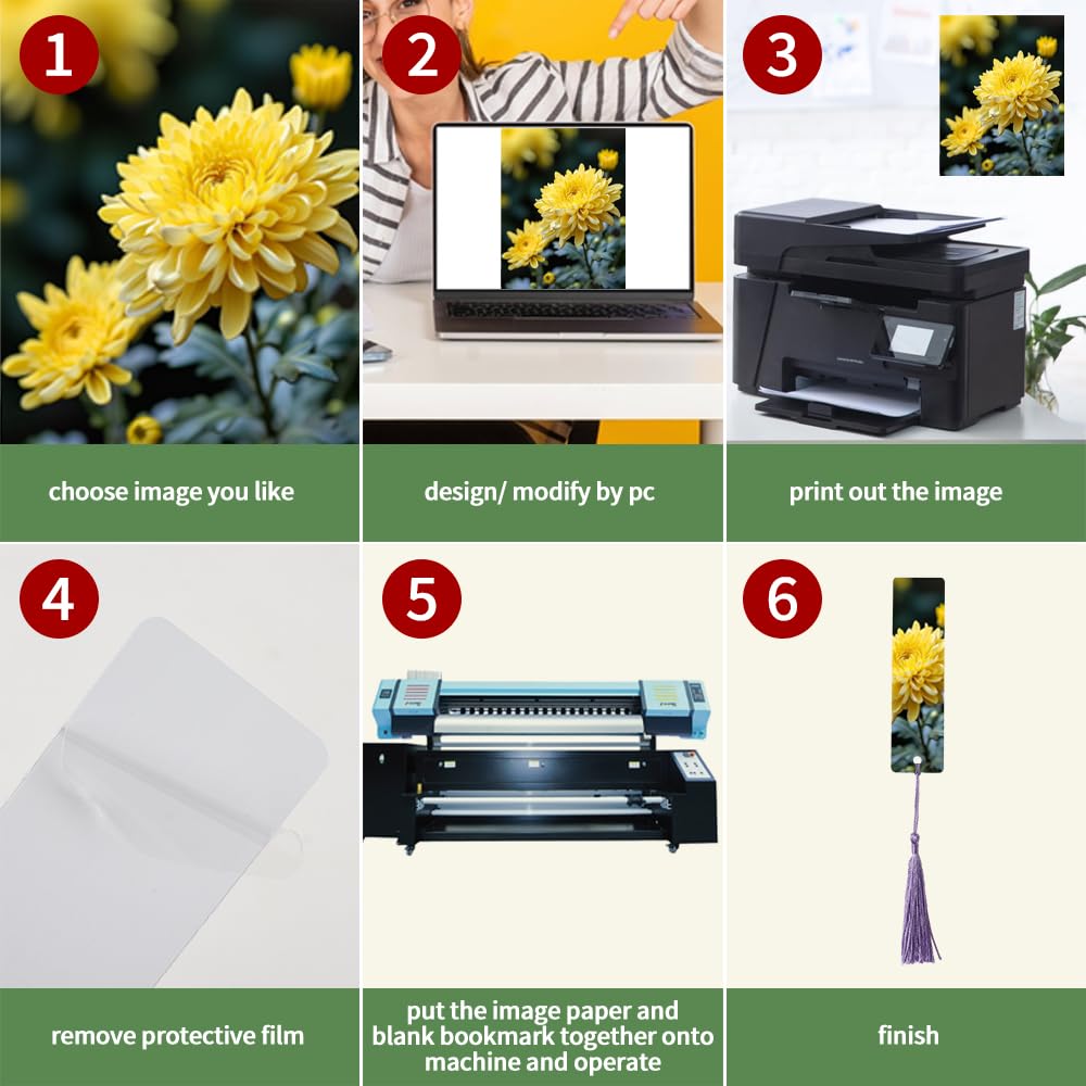 VYNYJOAN Sublimation Blank Bookmarks 15pcs Double-Side Heat Transfer Metal Bookmarks with Tassels DIY Projects (12cm x 3.2cm) VYNYJOAN