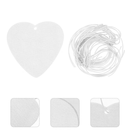 STOBOK Sublimation Blanks - Heart Shaped Blanks Sheets Car Scented Hanging Card Diy Air with 5 Elastic Rope for Car Home Decoration