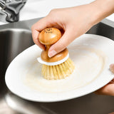 SUBEKYU Bamboo Dish Brush, Kitchen Dish Scrubber Brush, Natural Wooden Dishwashing Brush for Cleaning Dishes/Pans/Pots, Built-in Scraper, Sisal Bristles,1 Set SUBEKYU