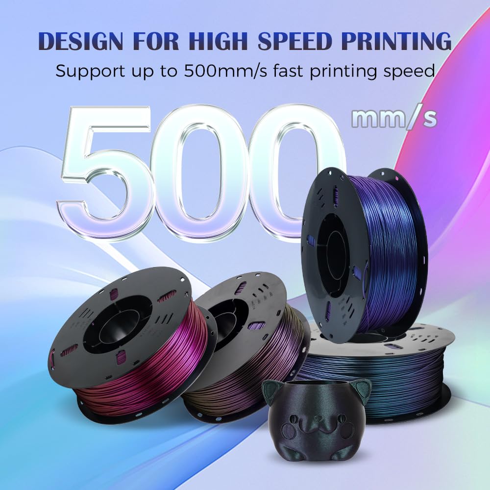 VOXELAB Chameleon HS PLA Filament 1.75mm+/- 0.02mm, Color Changeable Rapid PLA 3D Printer Filament, Max 500mm/s High Speed Printing, Changing Colors Filament 1kg Spool (2.2lbs),Burnt Titanium Voxelab