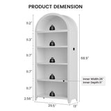 SKKTKT Arch Bookcase - 5 Tiers Bookshelf with 3 Colors LED Sensor Lights and Thickened Wooden Design Display Shelf for Lego Books Bathroom Living Room - Ideal Gift (White) SKKTKT