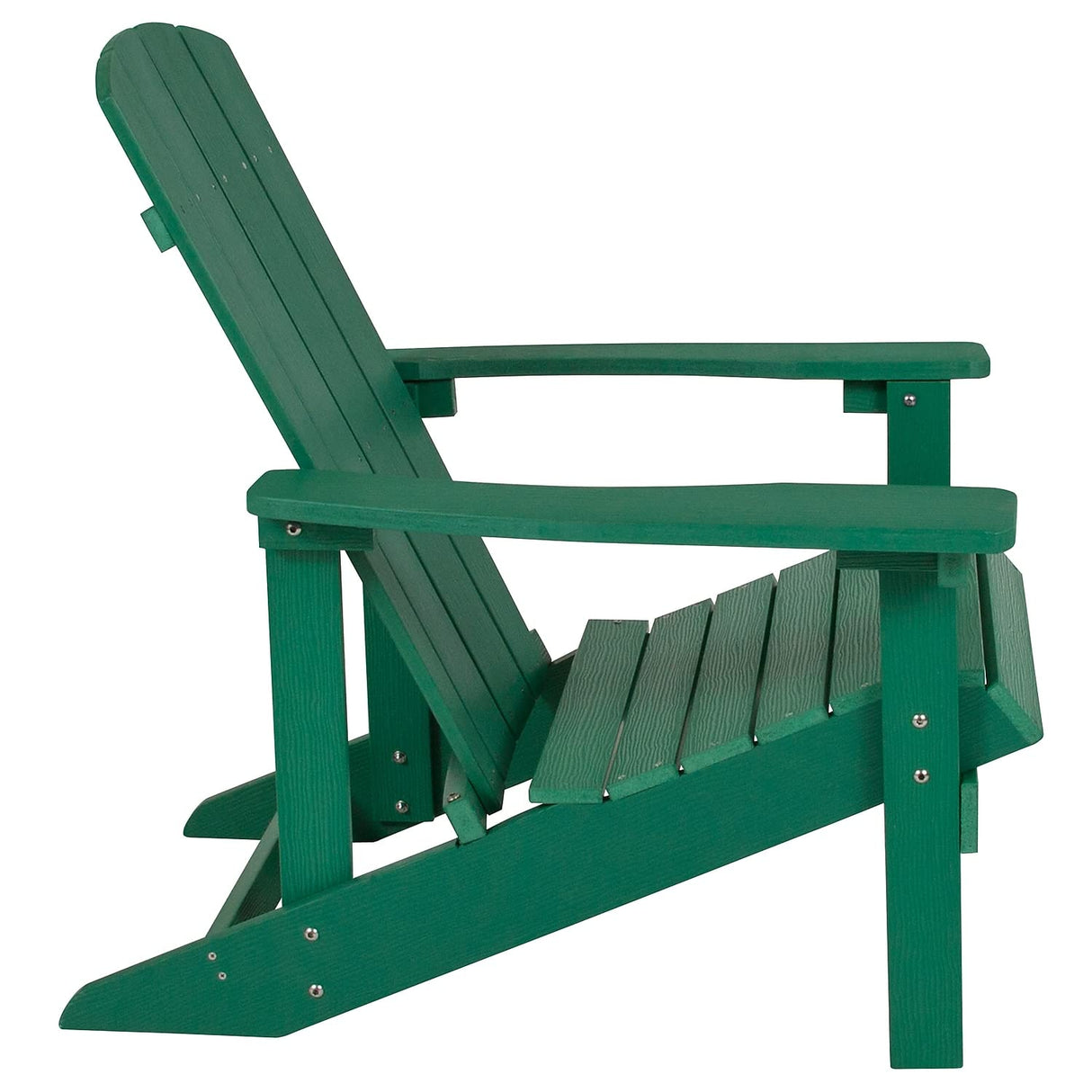 Flash Furniture Charlestown Commercial Grade Indoor/Outdoor Adirondack Chair, Weather Resistant Durable Poly Resin Deck and Patio Seating, Green Flash Furniture