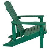 Flash Furniture Charlestown Commercial Grade Indoor/Outdoor Adirondack Chair, Weather Resistant Durable Poly Resin Deck and Patio Seating, Green Flash Furniture