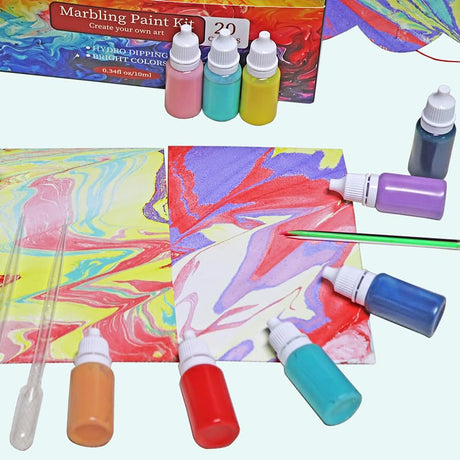 27PCS Water Marbling Painting Kit, Christmas Water Paint for Craft, Turkish Marble Pattern Craft Set,Cream Watercolor Art Kit, Perfect for Christmas, Halloween, Thanksgiving & New Year Gifts DGAGA