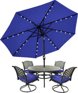 MASTERCANOPY Patio Umbrella with 32 Solar LED Lights -8 Ribs (9ft,Blue) MASTERCANOPY
