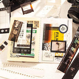 CraftBloom 94PCS Movie Film Scrapbook Paper for Journaling Supplies, Strip Photo Frame for Scrapbooking Kit, Waterproof PET Washi Quote Stickers for Bullet Junk Journal Collage Planner DIY Craft CraftBloom