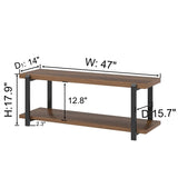 FOLUBAN Entryway Bench with Shoe Storage, Modern End of Bed Bench, Wood and Metal Entry Bench for Hallway Front Door Entrance, Industrial Indoor Bench for Bedroom Living Room, Rustic Walnut, 47 Inch FOLUBAN