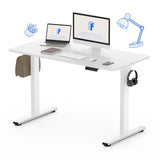 FLEXISPOT Electric Standing Desk 48 x 24 Inch Adjustable Height Desk Home Office Computer Workstation Sit Stand Desk, White Top + White Frame FLEXISPOT