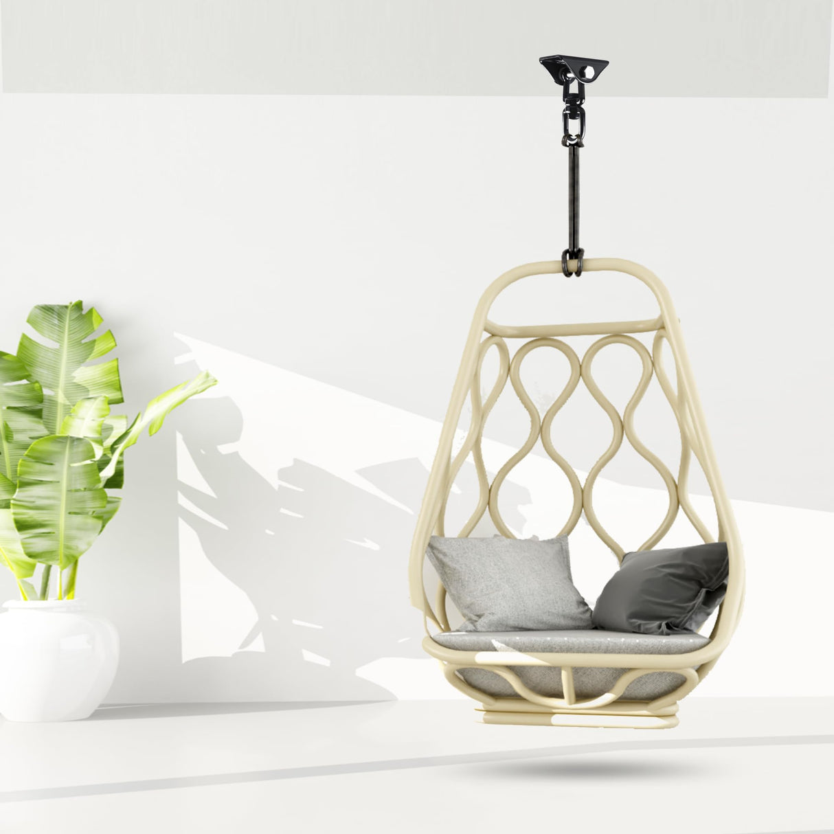 360°Rotating Hammock Hanging Kit, Heavy Duty 1200 lb Capacity Stainless Steel Hanging Swing Hooks, 1 Pack Swing Hanger for Yoga, Hammock Chair, Sandbag, Swing Sets(Black SKYPHAROS