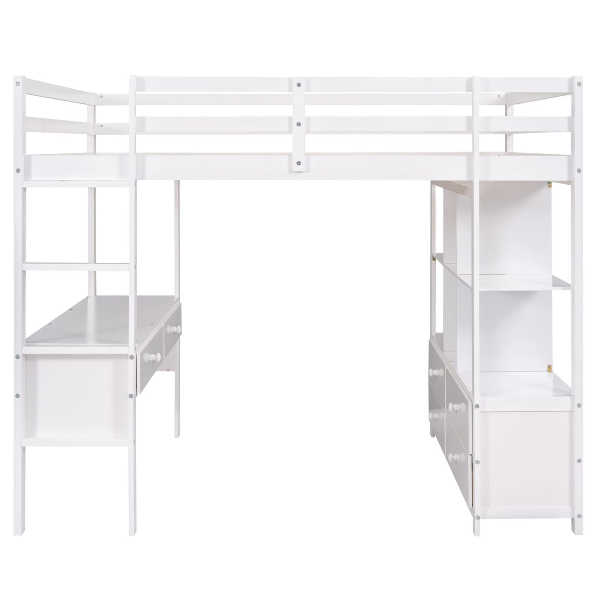 Multifunctional White Loft Bed with Desk, Storage, and Bookshelf by Harper & Bright Designs Harper & Bright Designs