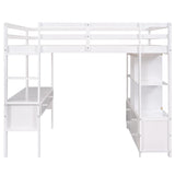 Multifunctional White Loft Bed with Desk, Storage, and Bookshelf by Harper & Bright Designs Harper & Bright Designs