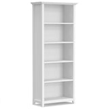 SIMPLIHOME Amherst Bookcase - 70 inch Tall 5-Shelf Solid Wood Bookshelf in White, Transitional Storage for Living Room, Study Room or Office with Adjustable Shelves and Tapered Legs SIMPLIHOME