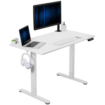 VIVO Electric Height Adjustable 44 x 24 inch Sit Stand Up Desk, Memory Controller, White Top White Frame, DESK-E144W