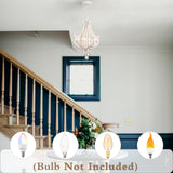 ALISADABOY Farmhouse Rustic Wood Light Fixture Distressed White Dining Room Pendant Chandelier French Country 4 Light Candle Hanging Lamp for Kitchen Island Living Room Bedroom Entryway Foyer ALISADABOY