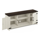 Furinno Jensen Farmhouse Barn Door Living Room TV Stand with Storage Cabinets for TV up to 70 Inch, Ebony/White Wash Furinno