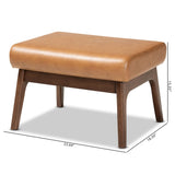 Baxton Studio Bianca Mid-Century Modern Walnut Brown Finished Wood and Tan Faux Leather Effect Ottoman Baxton Studio