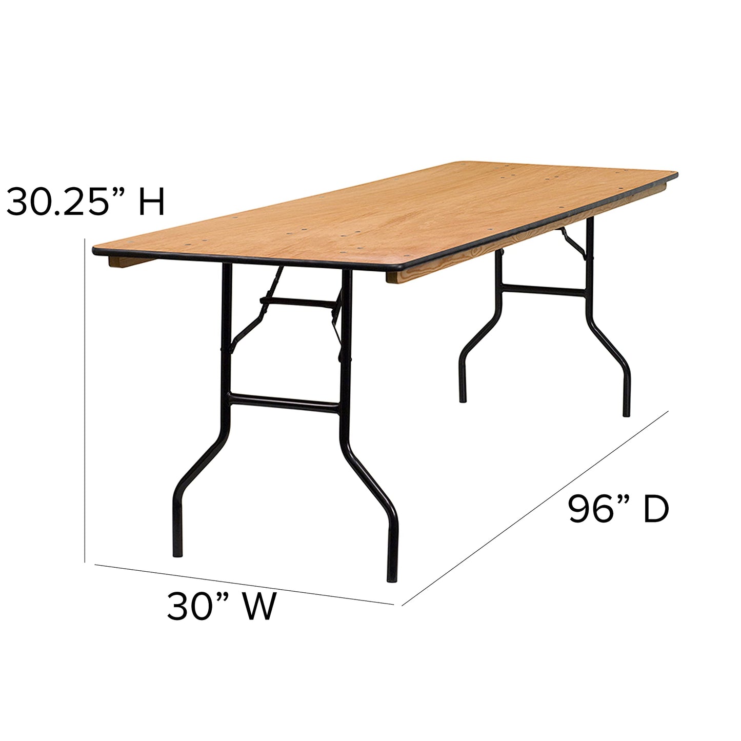 Flash Furniture Gael 8-Foot Rectangular Wood Folding Banquet Table with Clear Coated Finished Top - WoodArtSupply