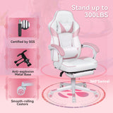 ARTETHYS Gaming Chair, Ergonomic High Back Racing PU Leather Computer Chair with Adjustable Footrest, Headrest and Lumbar Support and 90 to 150 Degree Tilt Pink ARTETHYS