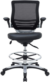 Modway Edge Drafting Chair - Reception Desk Chair - Flip-Up Arm Drafting Chair in Black Modway