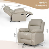 Zevemomo Recliner Chair, Scratch-Resistant Leather Recliner Chairs for Adults, Classic and Traditional Manual Recliner Chair for Small Spaces, Recliner Chairs for Living Room, Beige Zevemomo