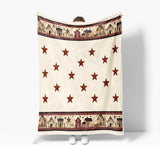 JAWO Rustic Country Throw Blankets, Primitive Barn Star Cozy Warm Bed Couch Blanket, Christmas Farmhouse Theme Fleece Flannel Throws to Decorate The Room and Bedroom 50X60IN JAWO