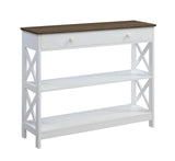 Convenience Concepts Oxford 1 Drawer Console Table with Shelves, Driftwood/White Convenience Concepts