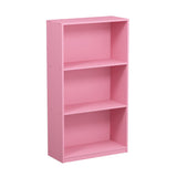 Furinno BASIC Book Shelf, 3-Tier Modern Bookshelf, Bookcase with Open Shelves, 9.3" x 21.8" x 39.5", for Living Room, Bedroom, Home Office, Pink Furinno