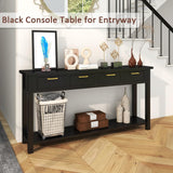 HLXZN Console Table for Entryway, 60 Inch Sofa Table w/4 Drawers and Bottom Shelf Narrow Long Hallway Table for Living Room Entryway Home, Black HLXZN