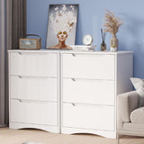 Gizoon 3 Drawers Chest, Bedroom Drawer Dresser with Large Storage Capacity, Embedded Handle, and Sturdy Anti-Tripping Device, Modern Design Cabinet for Hallway, Office, Living Room (White) Gizoon