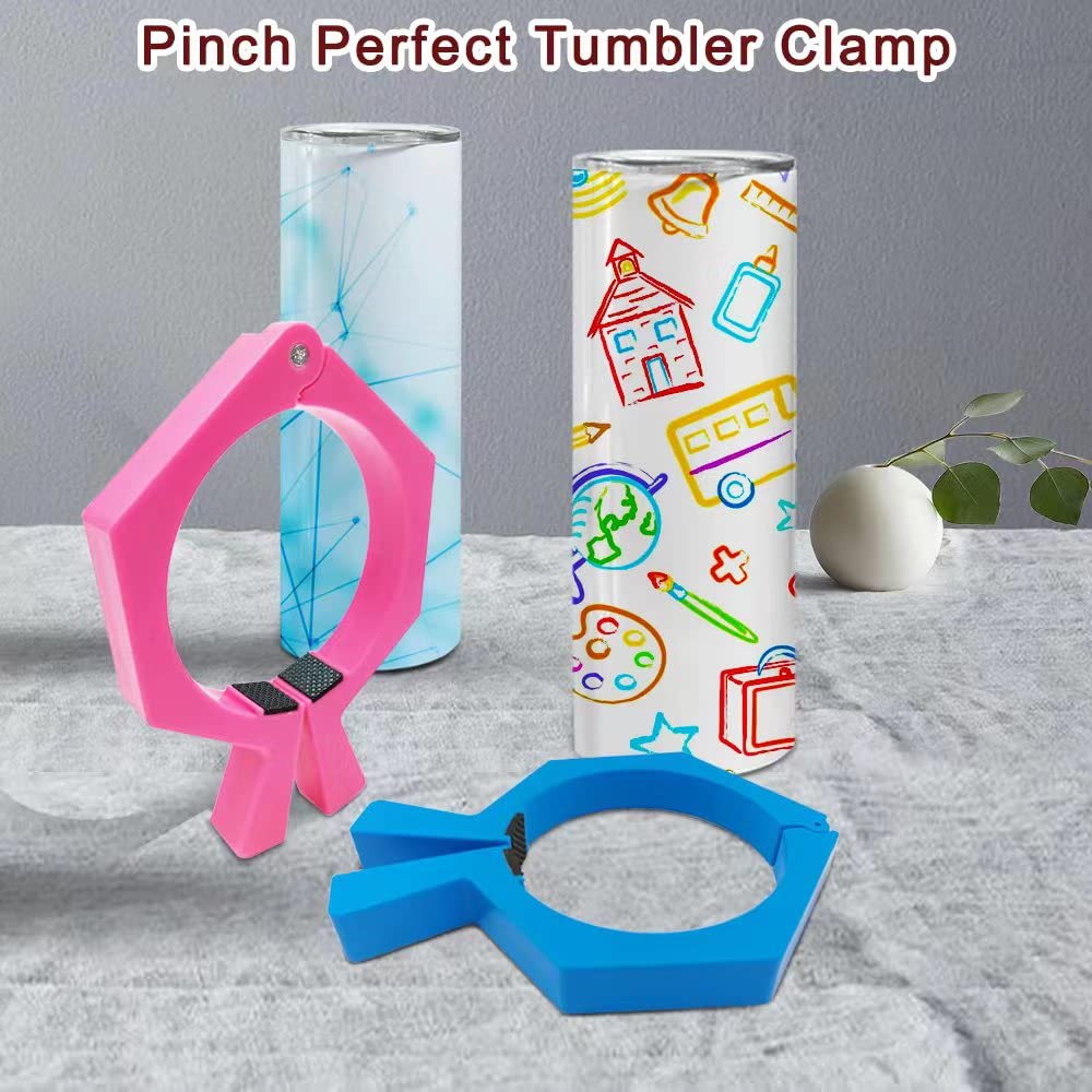 Pinch Perfect Tumbler clamp Tool - 20 oz Sublimation Tumblers + Tumblers Width Measurer for tumblers. Perfect for Creating Custom Designs on Your tumblers by ILouxNei ILouxNei