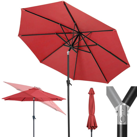 Tempera 9ft Patio Market Outdoor Table Umbrella with Push Button Tilt and Crank,Large Sun Umbrella with Sturdy Pole&Fade resistant canopy,Easy to set, Rust Red Tempera