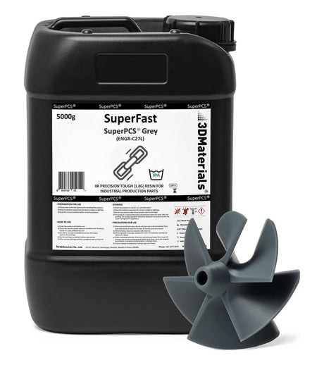 SuperPCS 3D Printer Resin, Toughest and Fastest, 50um 1.8GPa Print in 1.5 sec, Made in Korea by 3DMaterials (5000g, Grey) 3DMaterials