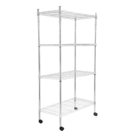 Whitmor 4 Tier Storage Shelves, Heavy Duty with Wheels, Adjustable Steel Organizer Wire Rack, 400 lbs Capacity per Shelf, Max 1600 lbs Total for Garage, Kitchen, Plant, 36" L x 14" W x 54" H, Chrome Whitmor