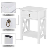 Bonnlo Nightstands Set of 2, Night Stand Set of 2 with Drawer, Small White Farmhouse Nightstand Bedroom, End Table/Bed Side/White Side Table for Small Spaces, Kids Room, Living Room Bonnlo