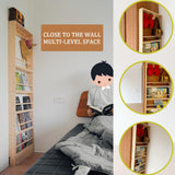 Morimoe Wall-Mounted Wooden Kids Bookshelf with Hooks - Space-Saving Organiser for Toys and Books morimoe